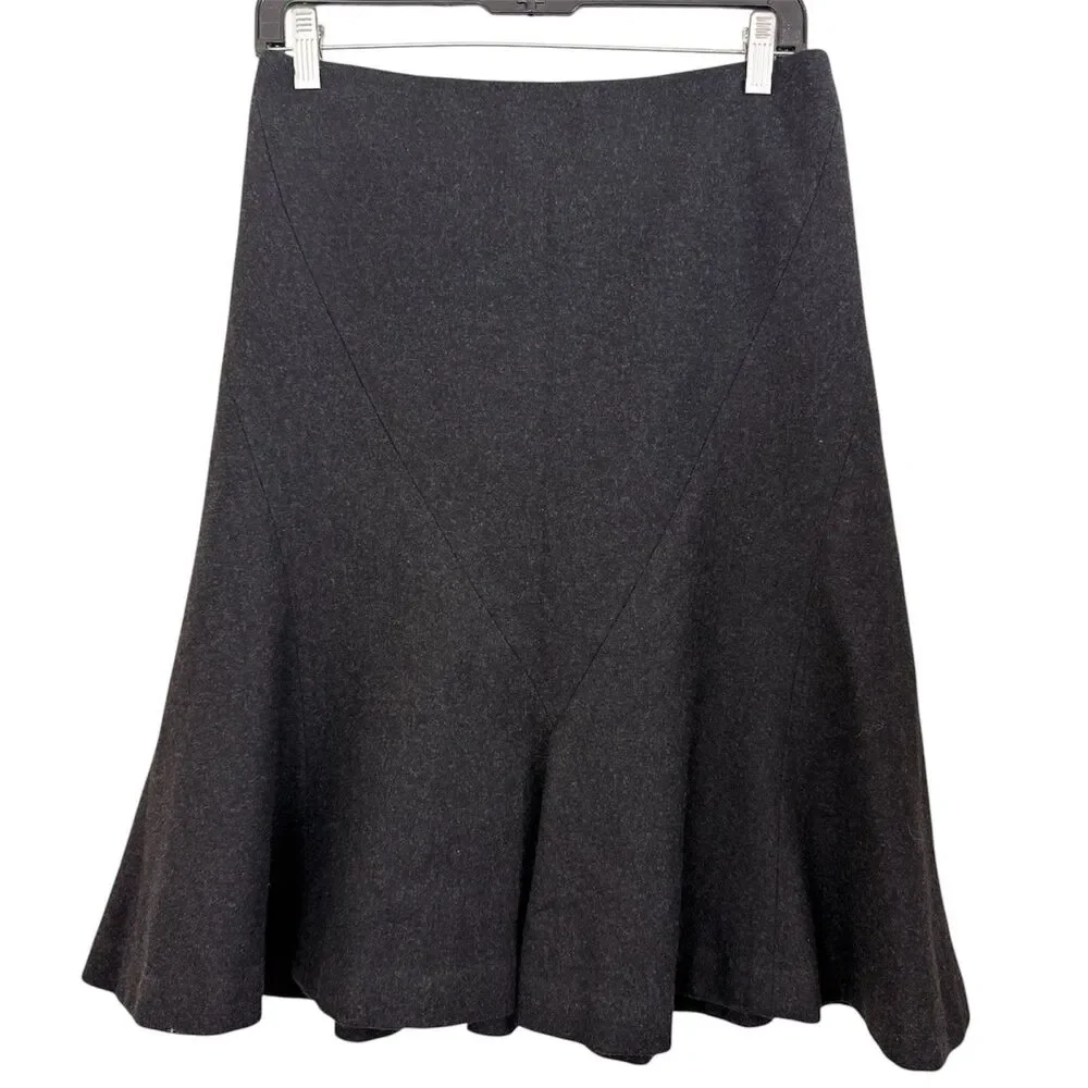 Ralph Lauren Wool Cashmere Trumpet Skirt Sz 4 Fit Flare Gray Silk Lining Luxury